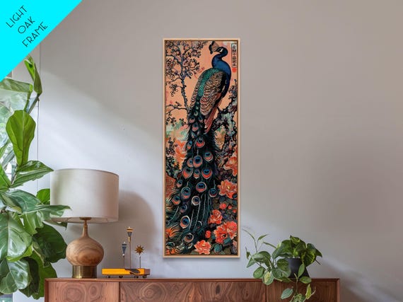 Abstract Rainbow And Waterfall Framed Print Tall Skinny Japanese Style Wall Art