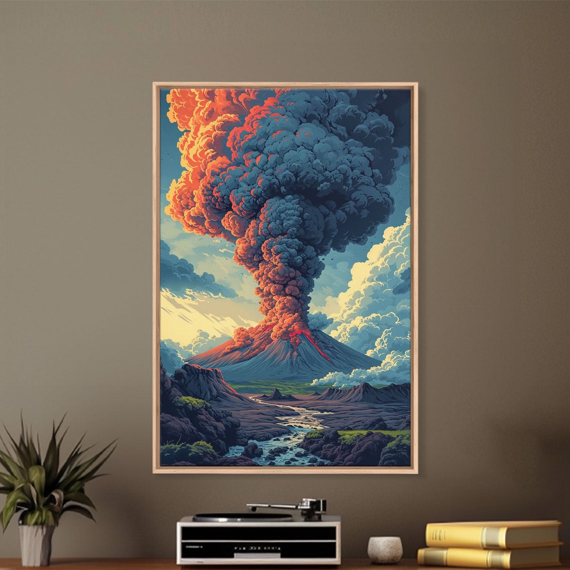 Volcano Eruption Ash Cloud Lava Flow Dramatic Nature Wall Art - Image 3
