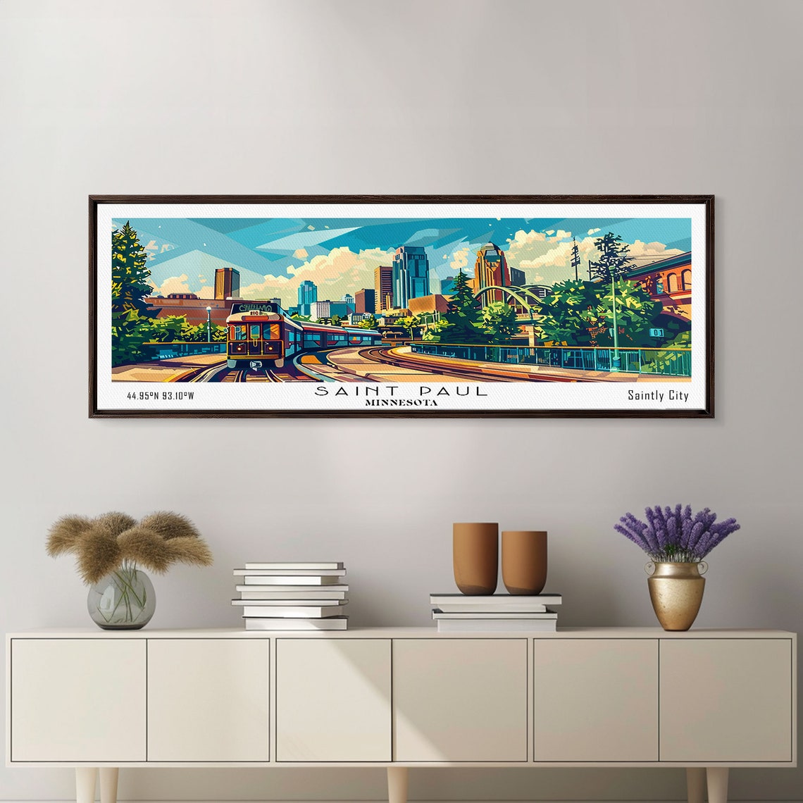 Saint Paul Minnesota Downtown Light Rail Train Cityscape Travel Poster - Image 2