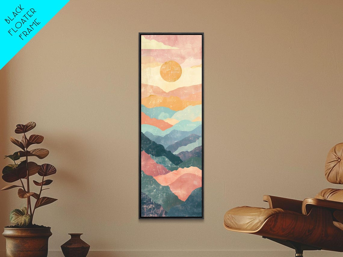 Abstract Sunset Rolling Hills Colorful Layers Japanese Art Poster - Image 2