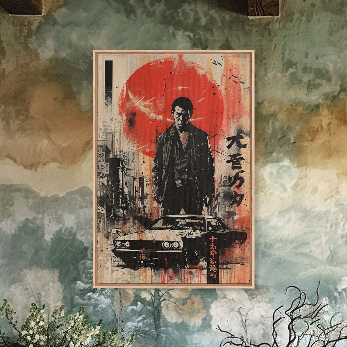 Tokyo Detective Film Noir Poster Man in Suit with Classic Car Art - Image 4