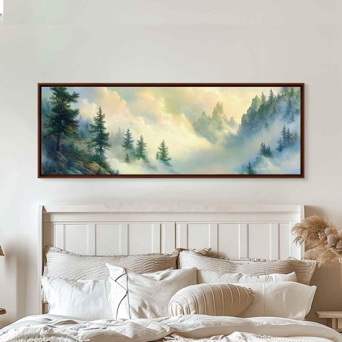 Blue Ridge Misty Pine Forest Mountain Fog Watercolor Travel Poster - Image 4