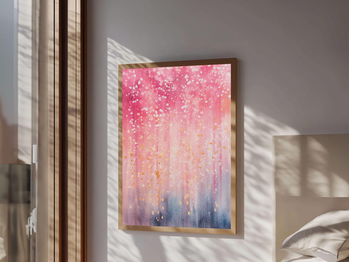 Pink Glitter Abstract Print Whimsical Art Light Pink Wall Decor Feminine Bedroom Cottagecore Aesthetic Gift Idea - Image 6
