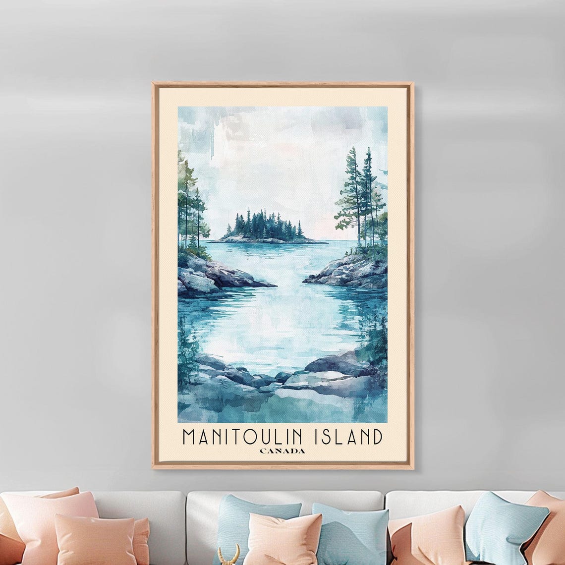 Manitoulin Island Canada Watercolor Beach Print Vacation Gift Canada Wall Art Framed Print Framed Beach Painting - Image 4