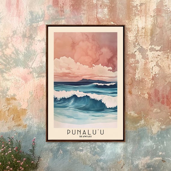 Punaluau Hawaii Watercolor Print Vacation Gift Hawaii Wall Art Beach Painting Beach Decor Beach Or Lakehouse Art