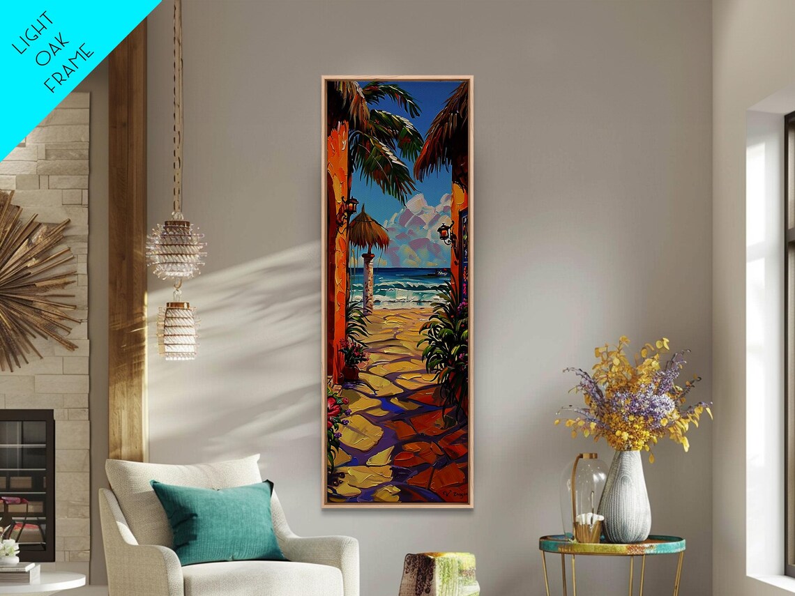 Tropical Beach Stone Pathway Palm Trees Palapa Umbrella Travel Poster - Image 6