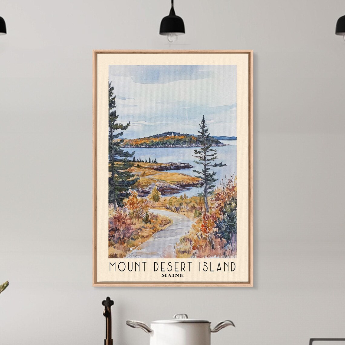 Mount Desert Island Maine Watercolor Beach Art Print - Image 6