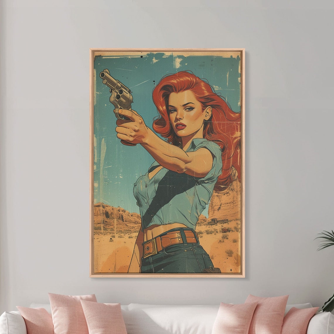 Retro Inspired Pinup Cowgirl Fantasy Art Print Wild West Comic Cowgirl Art Western Art Framed And Printed Art Vintage Cowgirl - Image 5