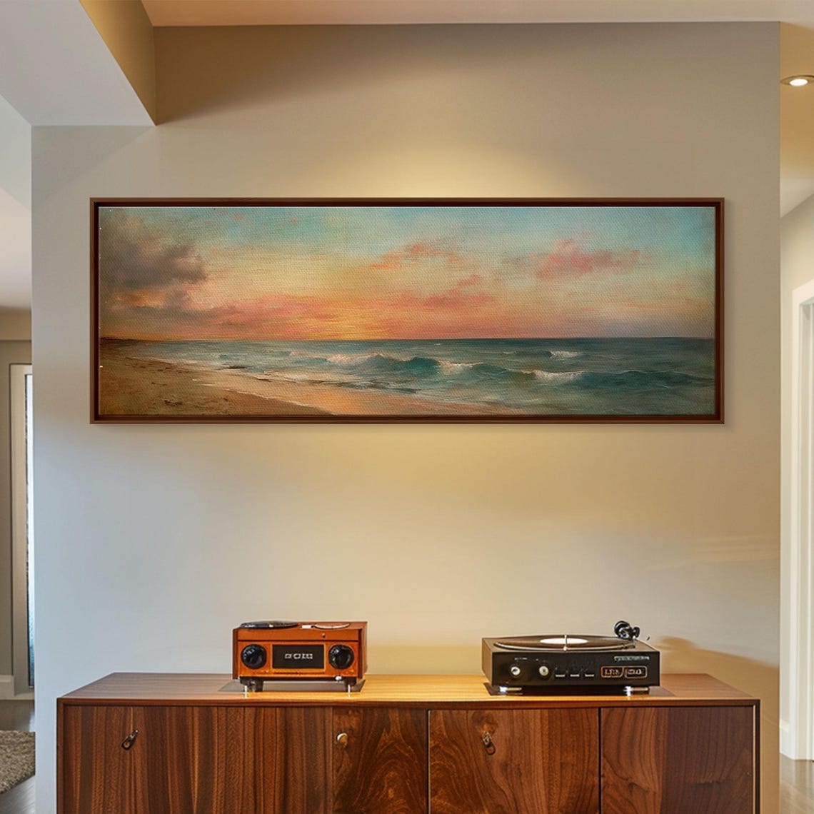 Ocean Beach Sunset Waves Golden Hour Seascape Panoramic Travel Poster - Image 5