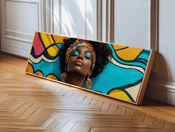 Colorful Goddess Portrait Print Afrocentric Art Vibrant Abstract Wall Art Boho Bedroom Decor Feminine Bold Colors Gift Idea