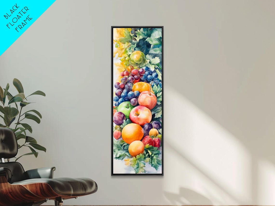 Vibrant Autumn Fruit Still Life Watercolor Kitchen Decor Poster - Image 5