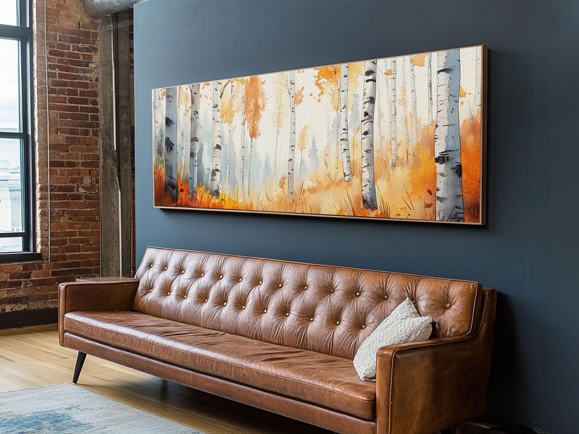 Birch Tree Art Birch Tree Painting Print Panoramic Birch Tree Wall Art Birch Trees Painting Watercolor Forest Art Print Fall Wall Decor - Image 4
