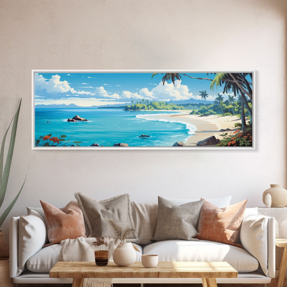 The Beach Tropical Painting Framed Print Hawaii Art Tropical Decor Above Sofa Wall Art Wall Hanging - Image 4
