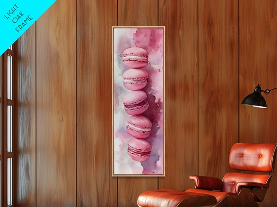 French Macaron Illustration Framed Print Pastel Kitchen Wall Art Food Art Rustic Decor Gift Idea Kitchen Home Accent Art