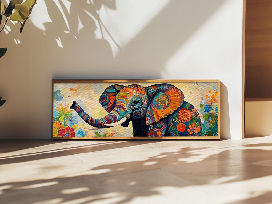 Elephant Abstract Art Print, Whimsical Farmhouse Decor - Image 2