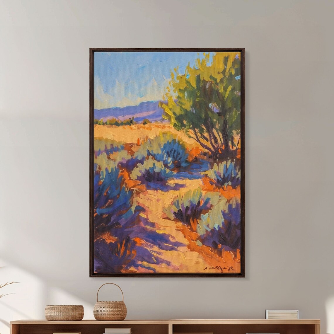 Peaceful Desert Path With Sagebrush Beautiful Wall Art For Living Room Or Bedroom Framed Print For Home Decor