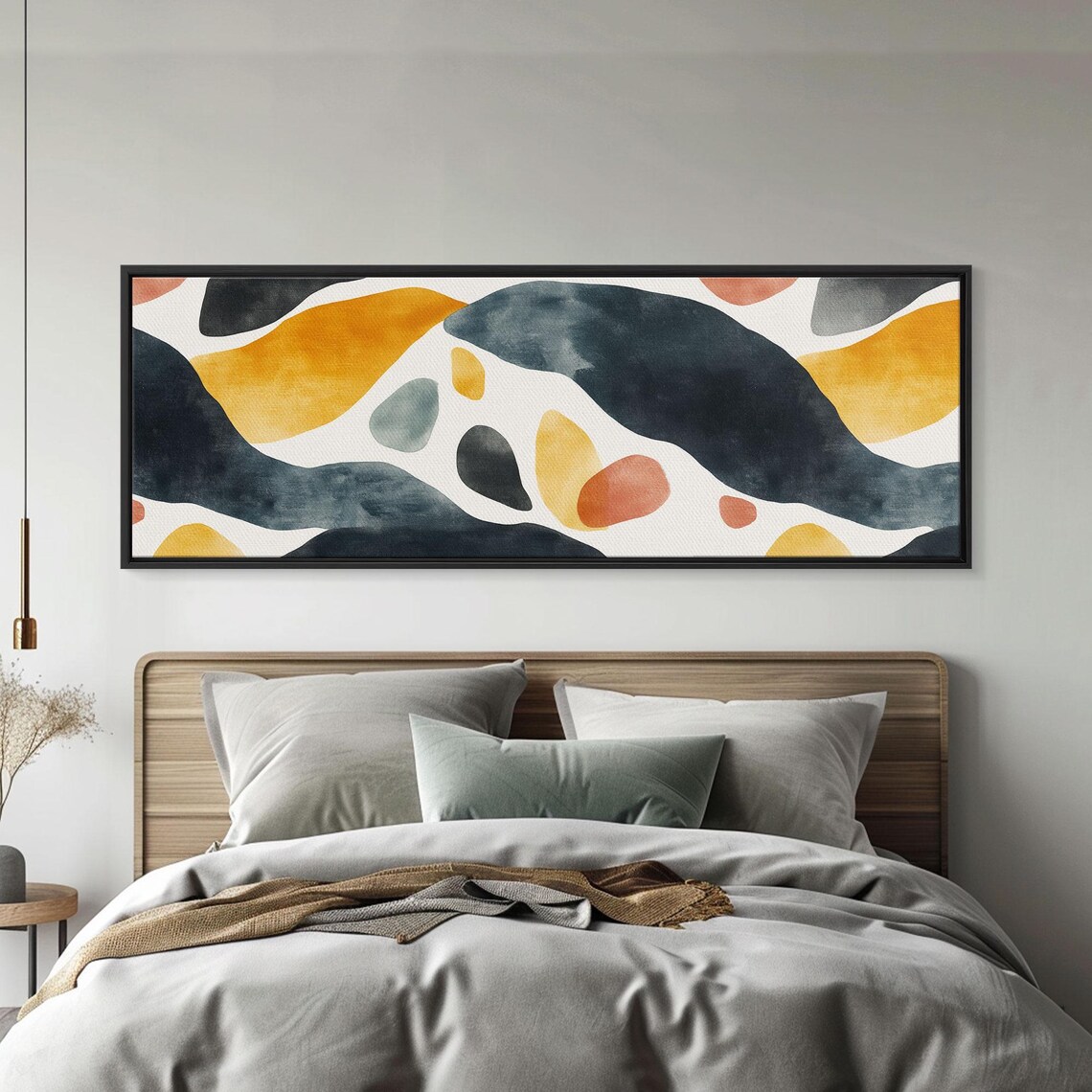Abstract Watercolor Organic Shapes Navy Mustard Terracotta Art Print - Image 6