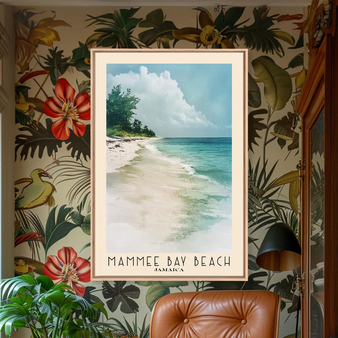 Mammee Bay Beach Jamaica Curved White Sand Lush Palm Coast Poster - Image 2