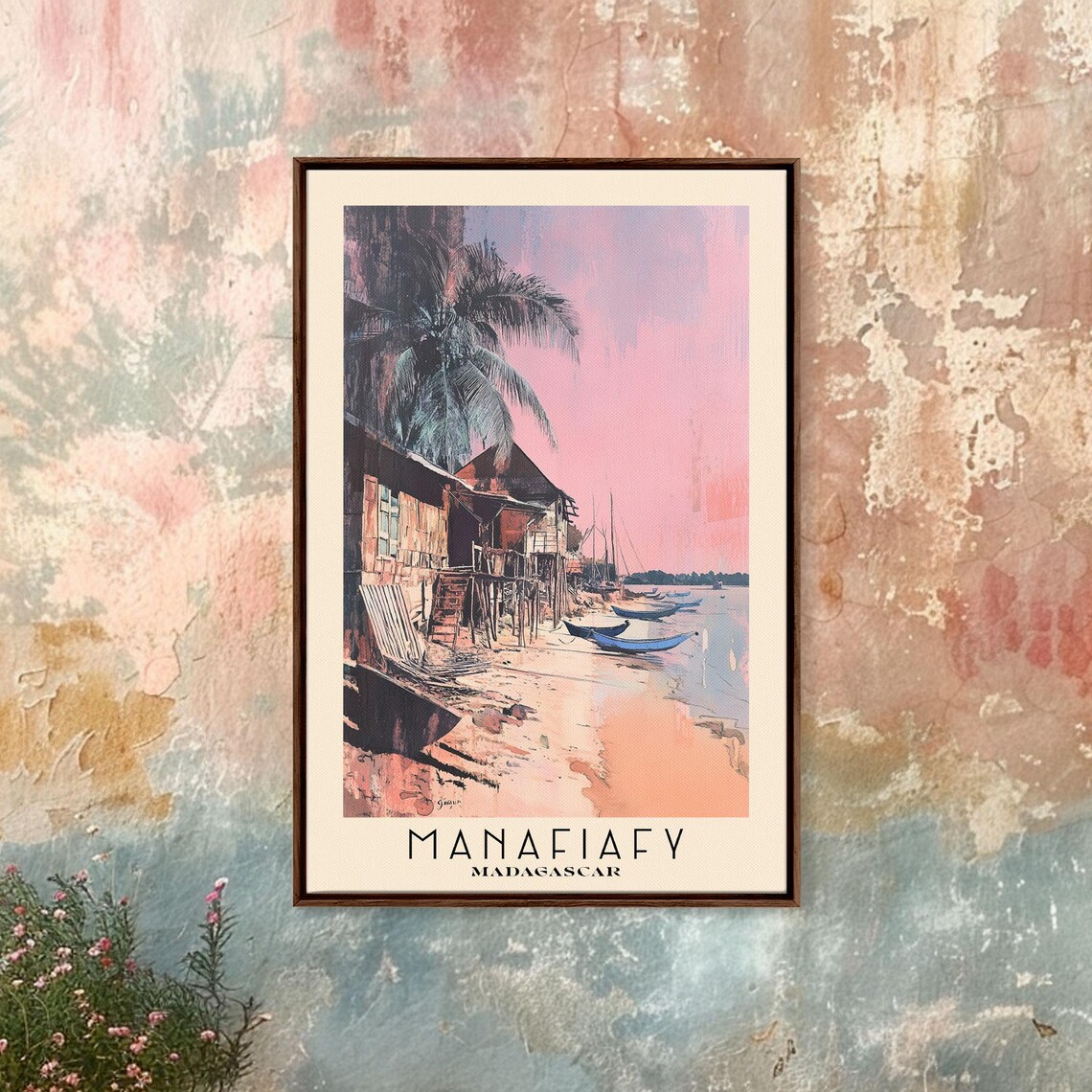 Manafiafy Madagascar Fishing Village Stilt Houses Sunset Harbor Poster - Image 5