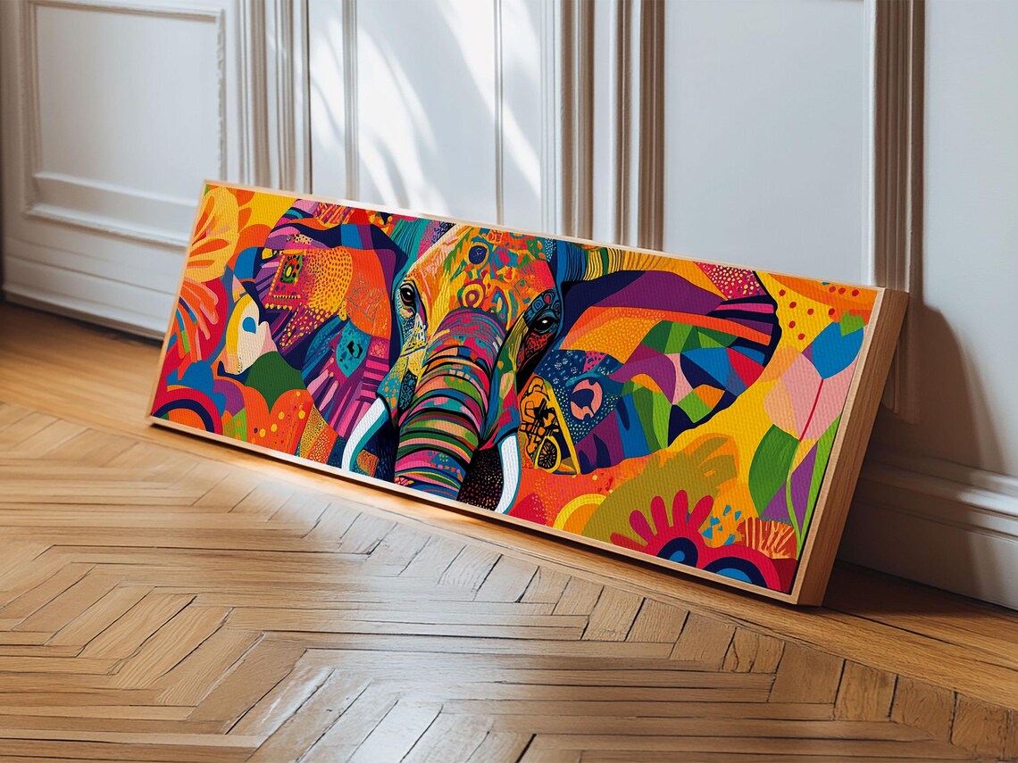 Colorful Abstract Elephant Head Mosaic Rainbow Vibrant Animal Poster - Image 4