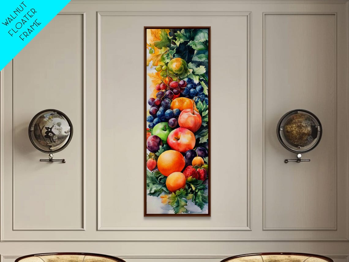 Vibrant Autumn Fruit Still Life Watercolor Kitchen Decor Poster - Image 6