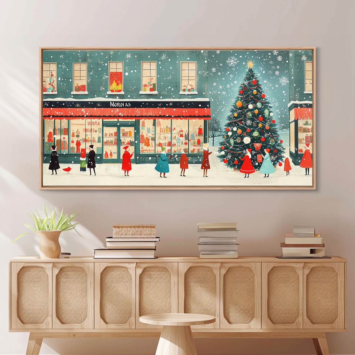 Mid Century Modern Christmas Art Print, Retro Holiday Decor