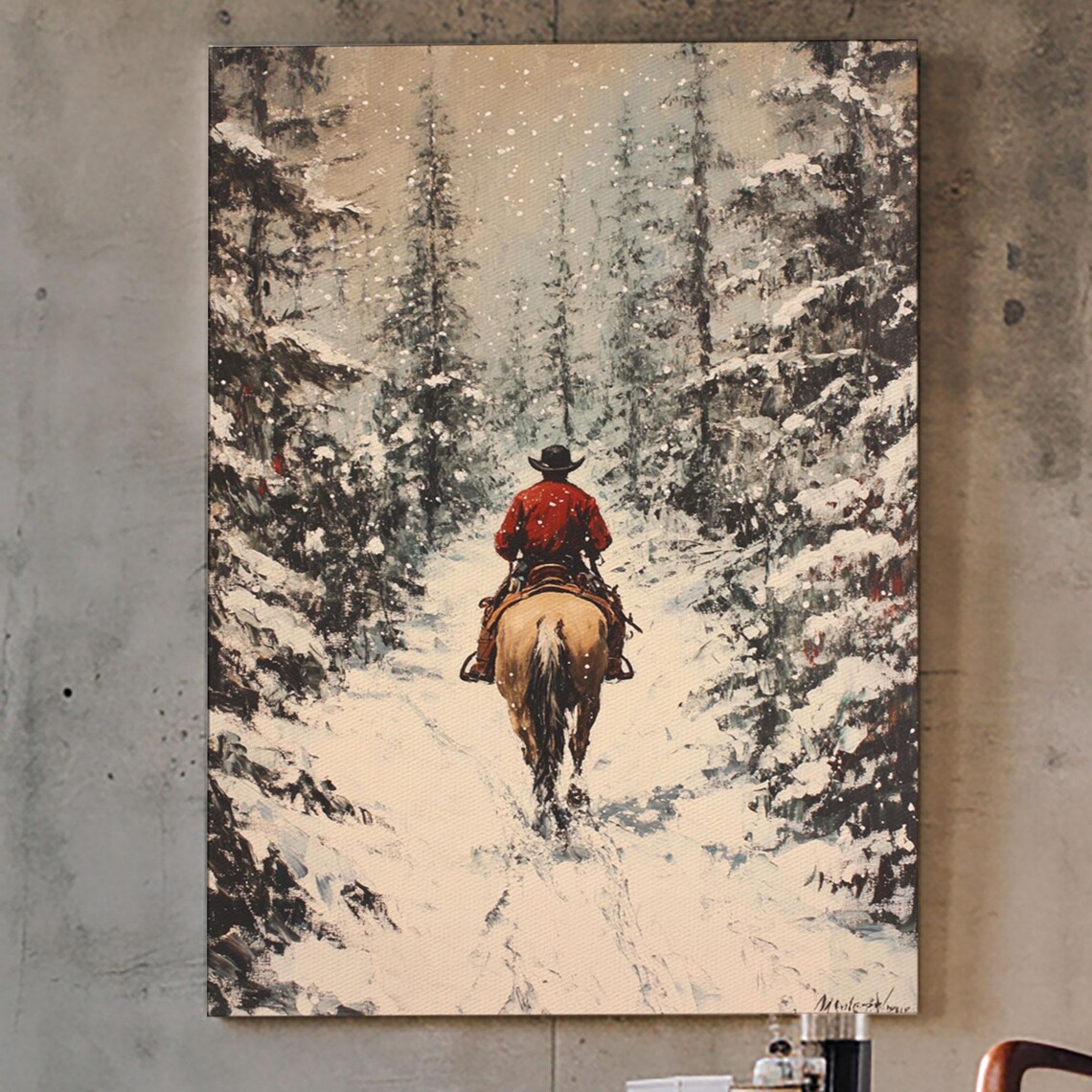 Cowboy On Horseback, Rustic Autumn Christmas Poster - Image 5
