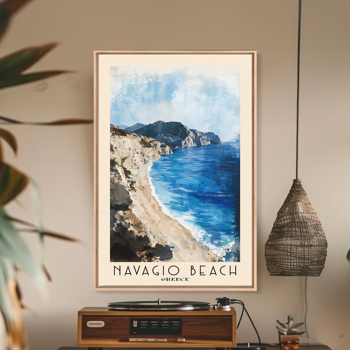 Navagio Beach Greece Cliff Top Aerial View Beach Cove Travel Poster - Image 2