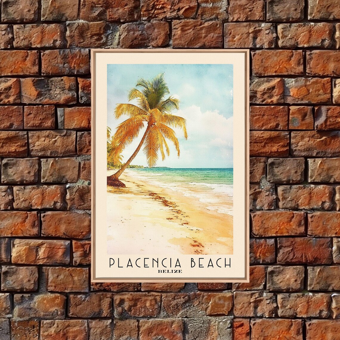 Placencia Beach Belize Leaning Palm White Sand Turquoise Sea Travel Poster - Image 4