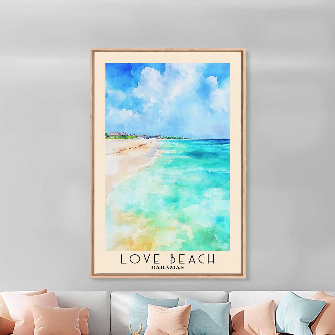 Love Beach Bahamas Curved White Sand Vivid Turquoise Sea Poster - Image 2
