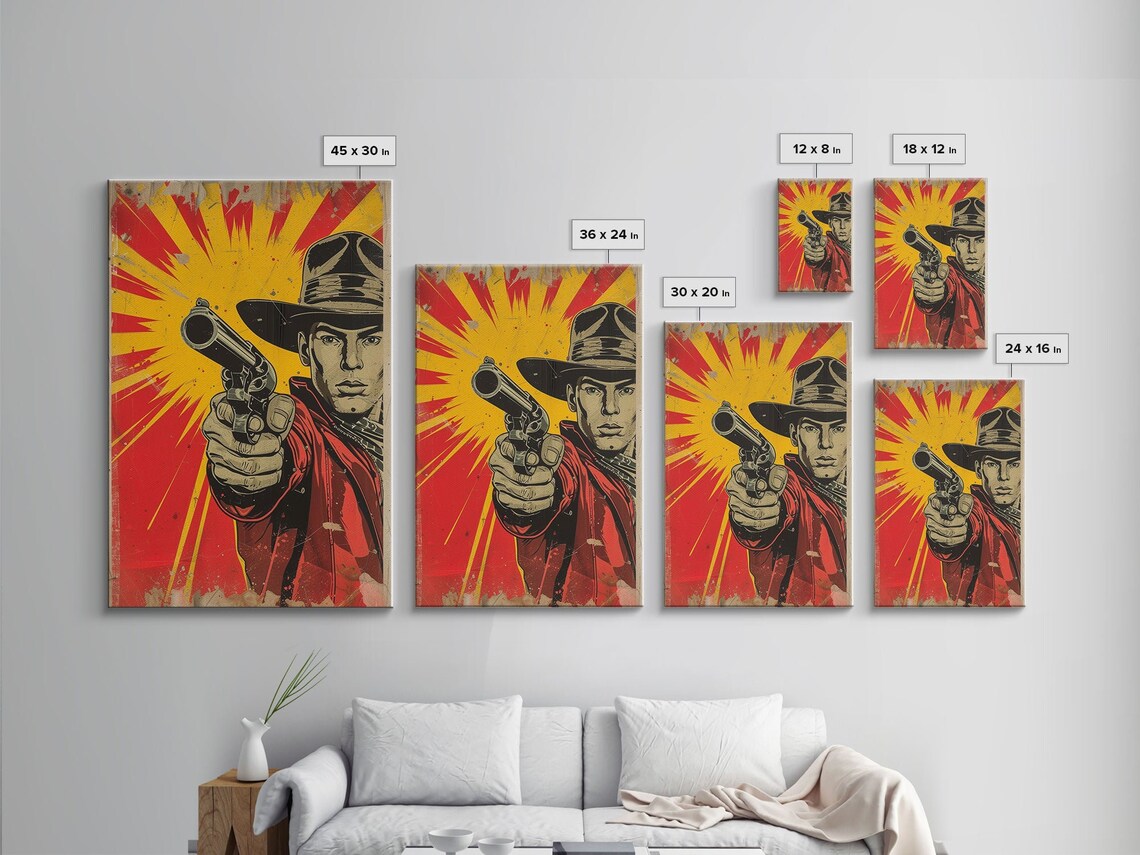Comic Book-Inspired Cowboy Poster, Retro Western Art - Image 2