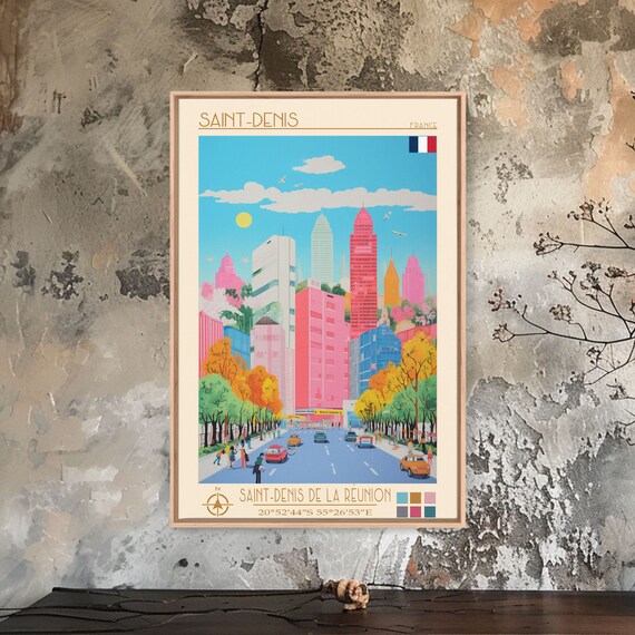 Saint Denis France Skyscraper Boulevard Street Scene Travel Poster