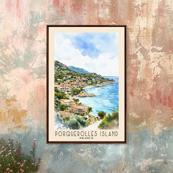 Porquerolles Island France Watercolor Print Vacation Gift France Wall Art Vacation Wall Art Vacatation Beach Decor Beach Art