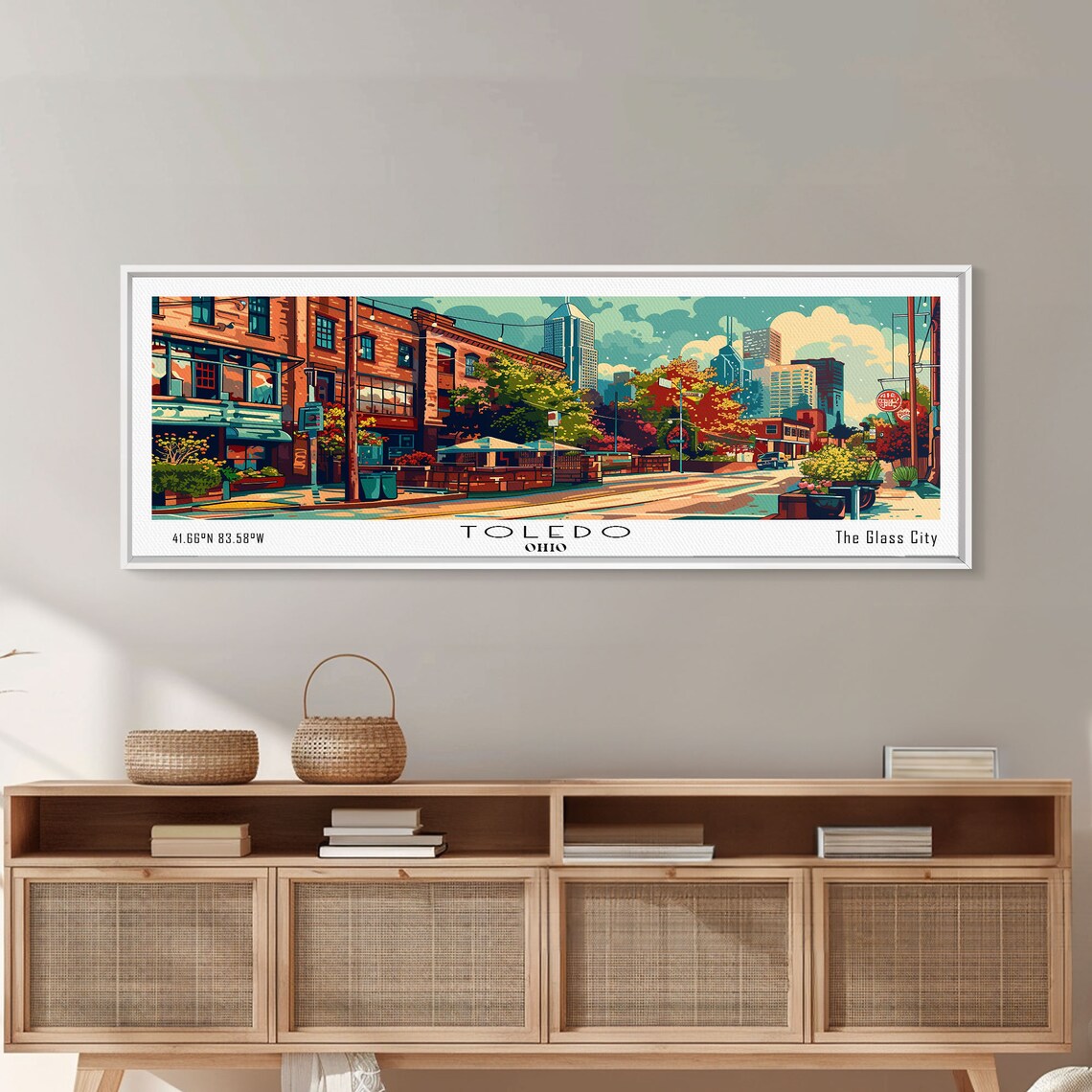 Toledo Ohio Glass City Historic Brick Street Skyline Travel Poster - Image 6