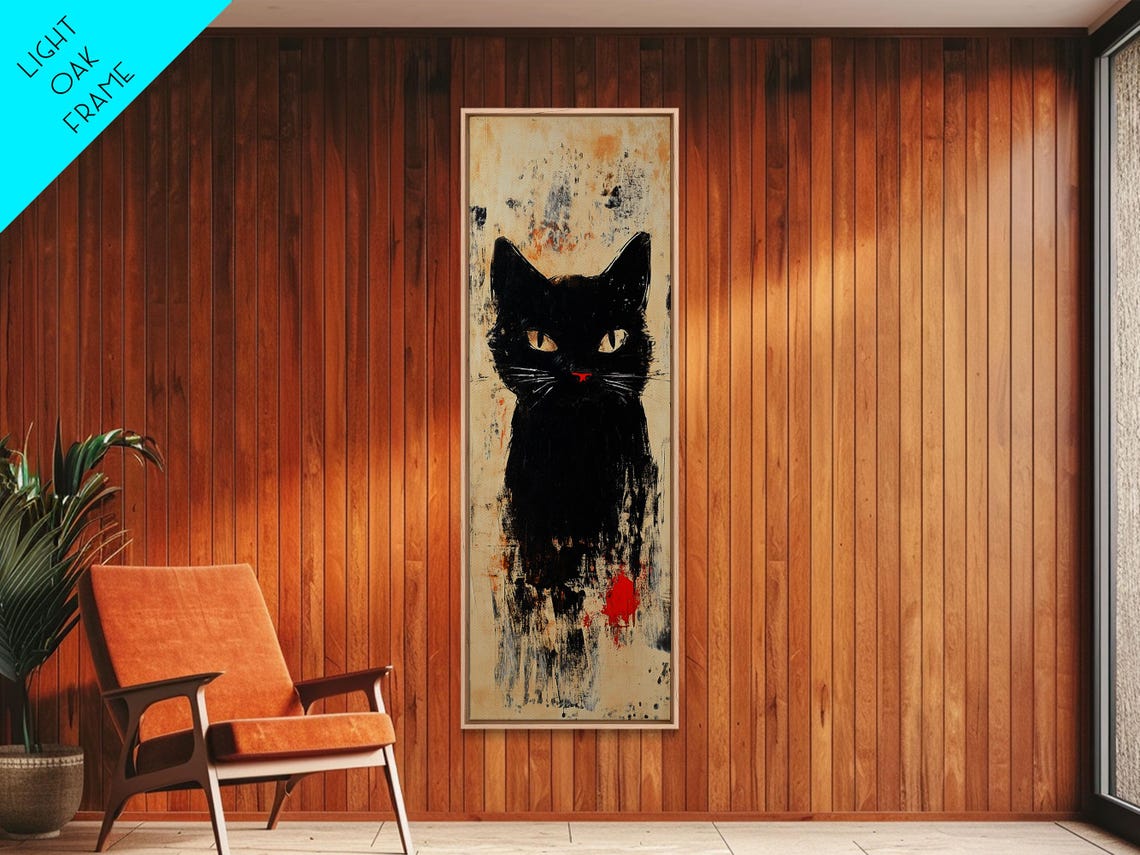 Black Cat Abstract Face Modern Bold Brushstroke Painting Print - Image 4