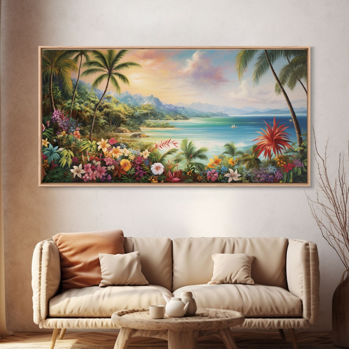 Palm Trees Beach Art Print, Tropical Landscape - Image 3