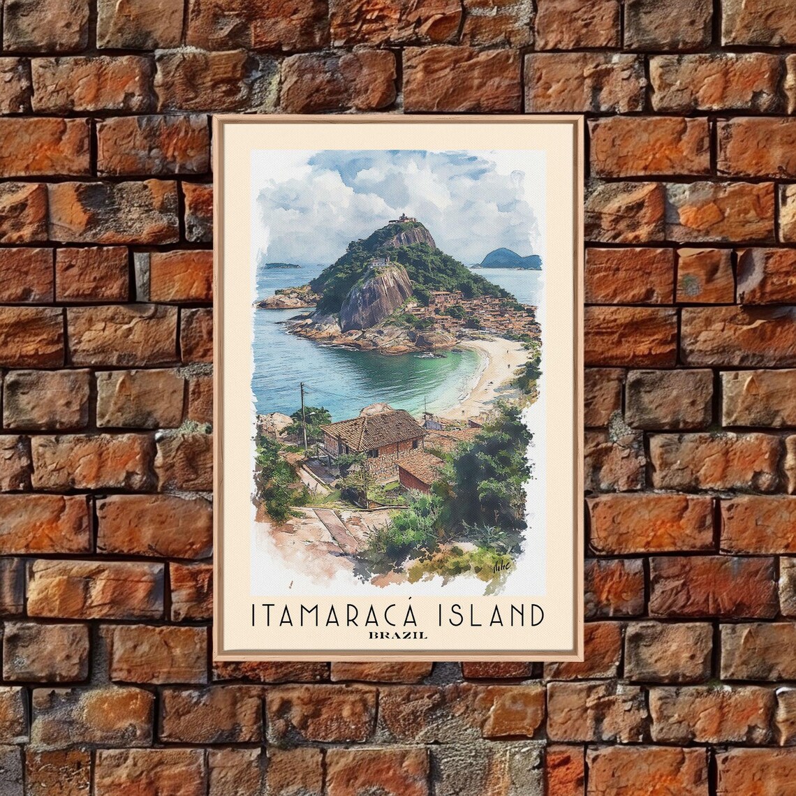 Itamaraca Island Brazil Hilltop Village Beach Cove Watercolor Poster - Image 5