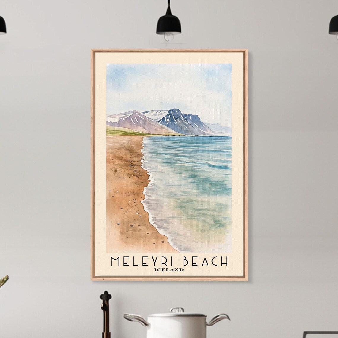 Meleyri Beach Iceland Watercolor Travel Poster - Image 6