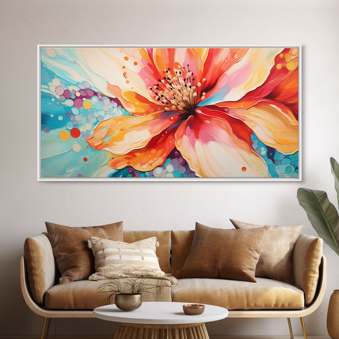 Hibiscus Tropical Pink Flower Landscape Art Poster