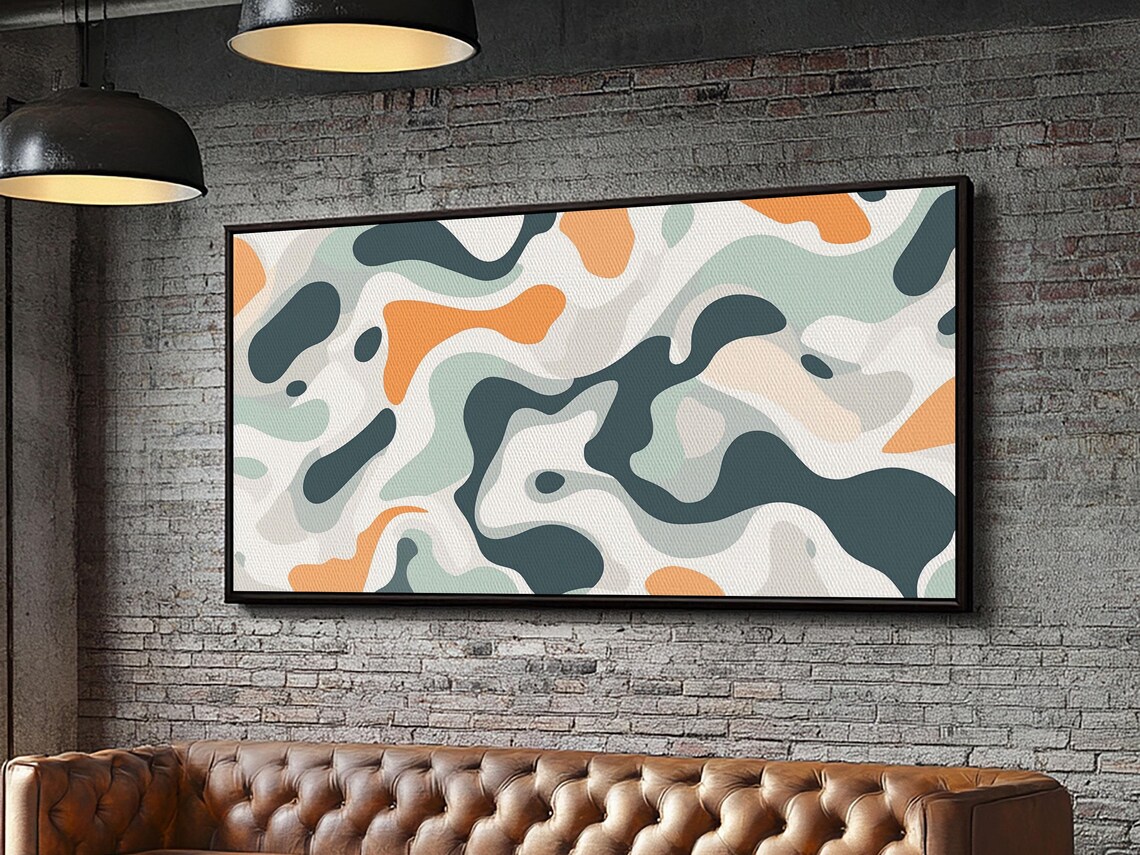 Abstract Camo Pattern Wall Art Framed Print Man Cave Decor Gift For Him Retro Modern Abstract Art Nuevart - Image 5