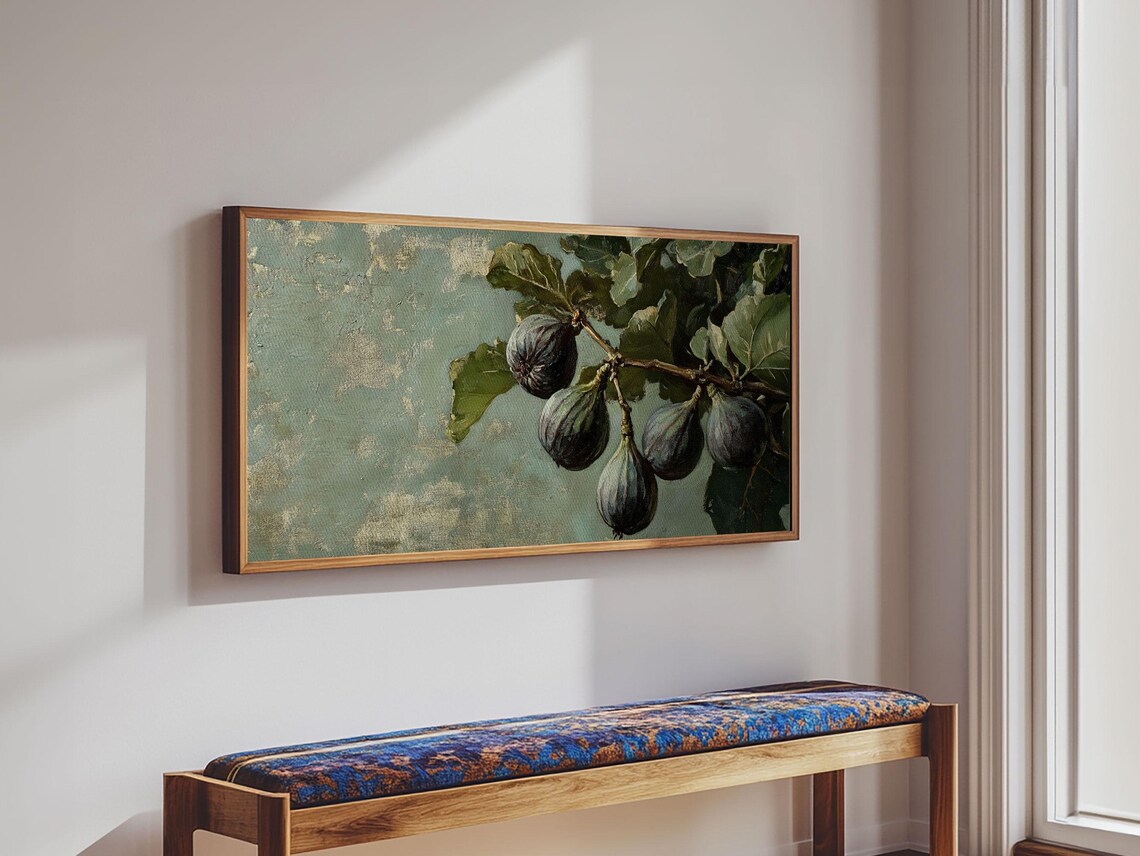 Ripe Purple Figs Branch Vintage Botanical Oil Painting Art Print - Image 5
