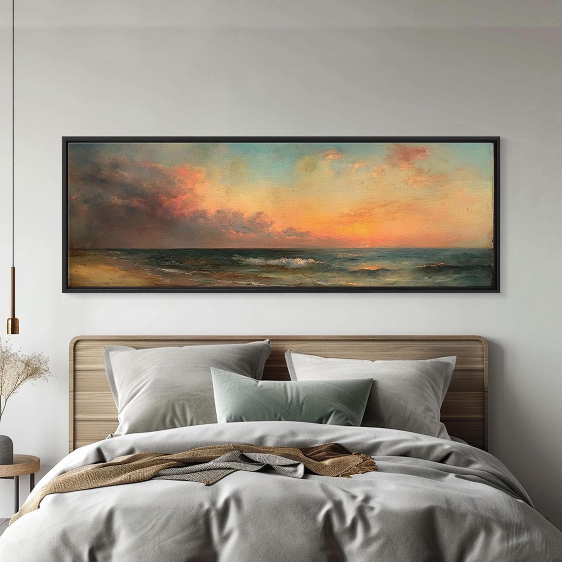 Ocean Sunset Seascape Golden Horizon Clouds Calm Travel Poster - Image 2