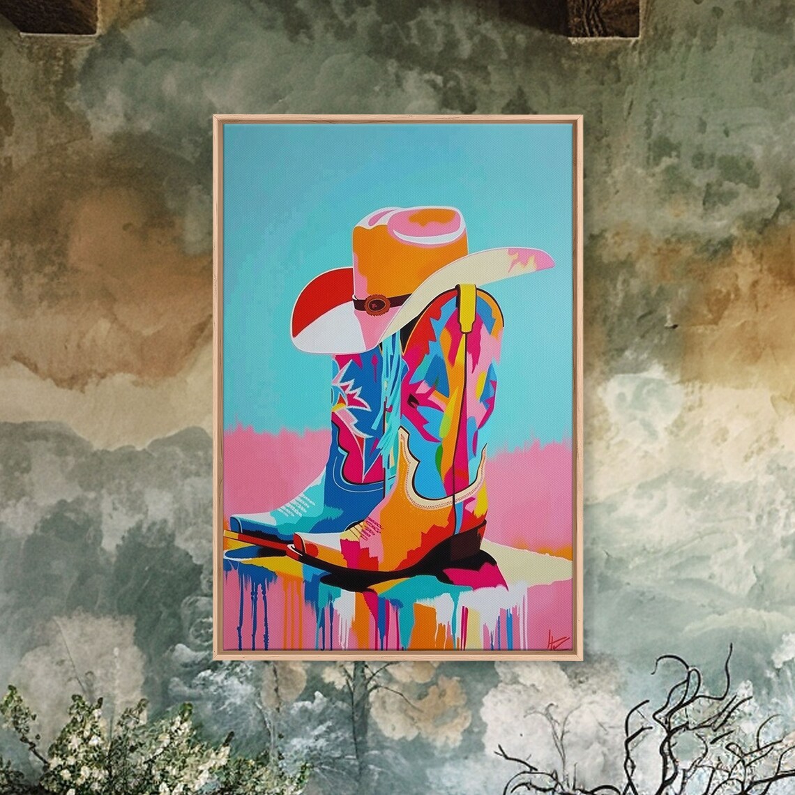 Colorful Cowboy Boots And Hat Pop Art Illustration Wall Poster - Image 4