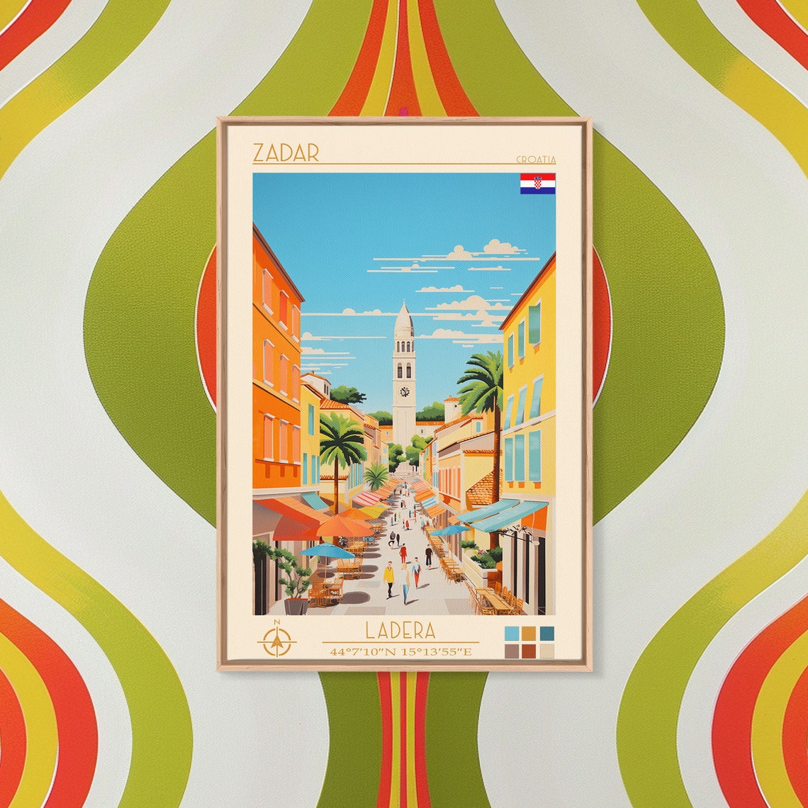 Zadar Croatia Bell Tower Old Town Cafe Street Scene Travel Poster - Image 2