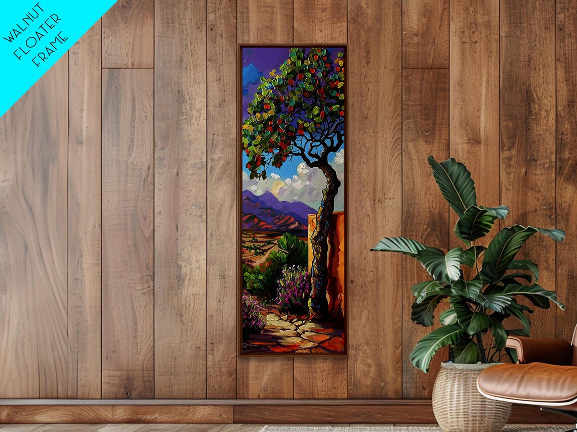 Oversized Texture Mountain Landscape Art Framed And Printed On Vertical Impasto Painting On Skinny Bedroom Wall Art - Image 4