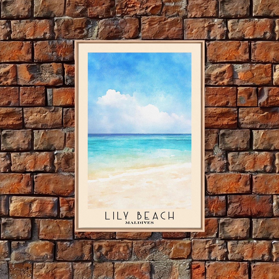 Lily Beach Maldives Minimal White Sand Turquoise Gradient Sea Poster - Image 5