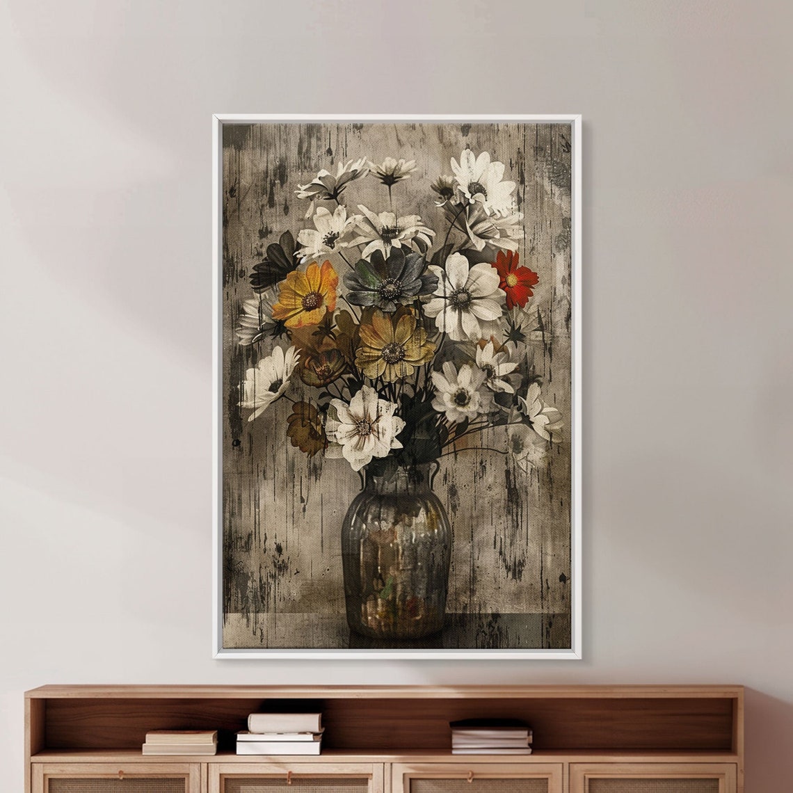 Rustic Daisies Glass Jar Distressed Wood Vintage Floral Wall Poster - Image 5