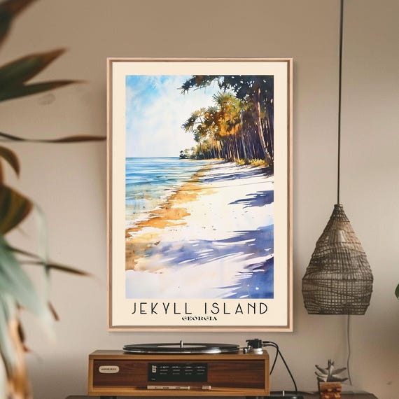 Jekyll Island Georgia Watercolor Beach Print Vacation Gift Georgia Wall Art Framed Print Framed Beach Painting