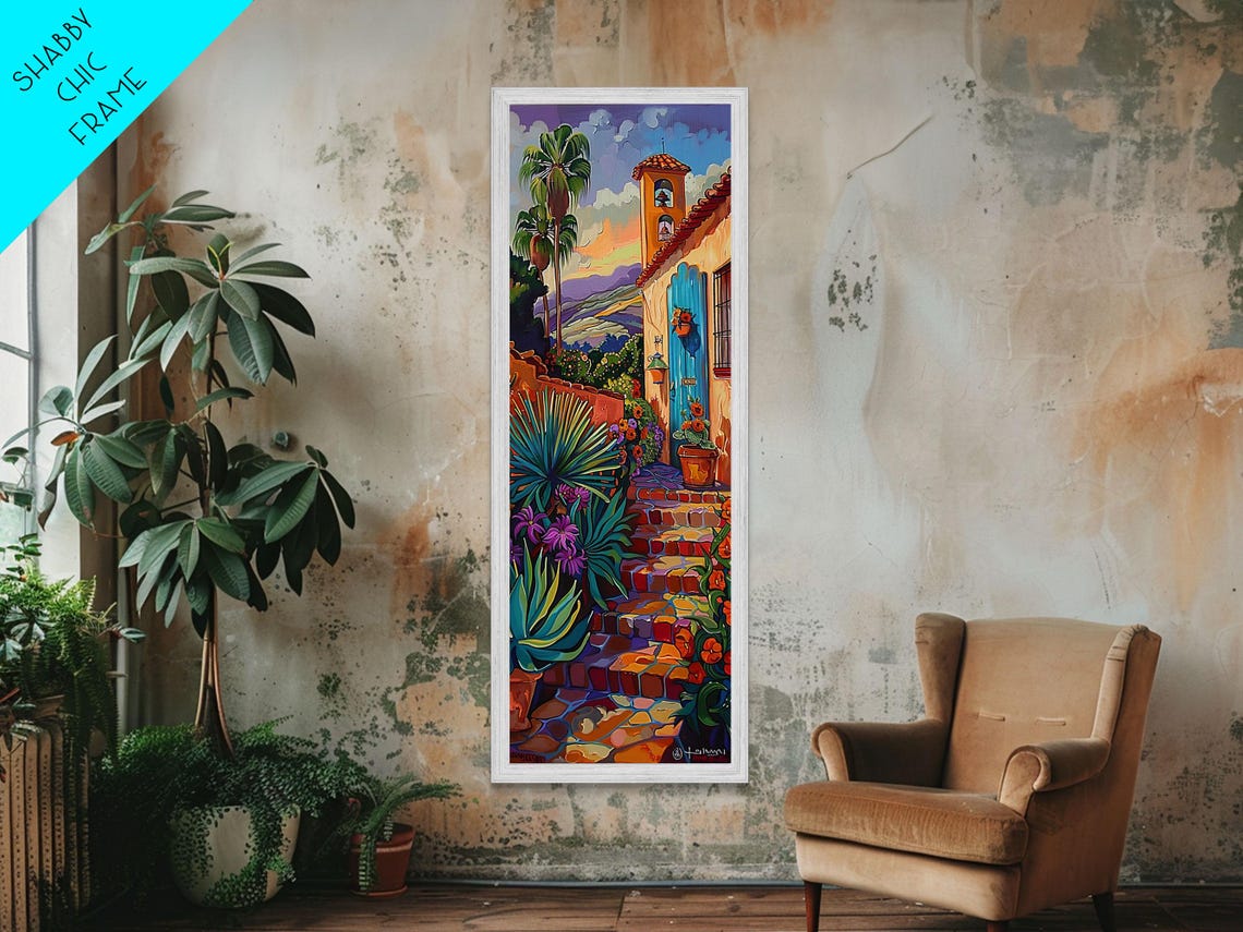 Tuscan Villa Stone Steps Bell Tower Sunset Alley Garden View Poster - Image 2