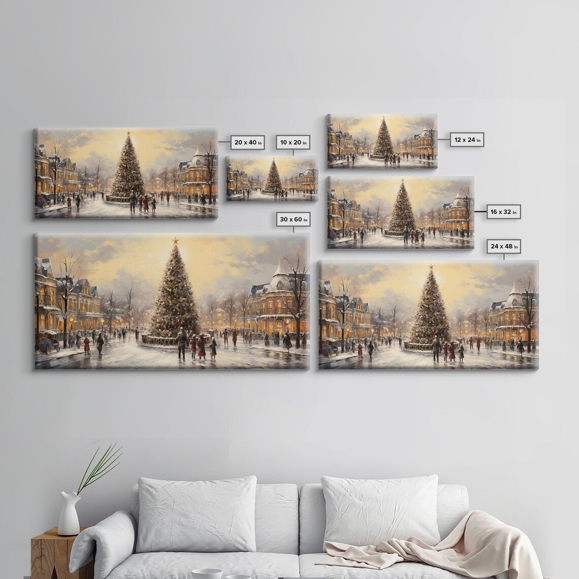 Retro Christmas Village Art Print, Winter Wonderland - Image 3